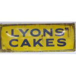 Vintage Lyons' Cakes enamel advertising sign, 46 x 122cm