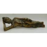 Indian gilt or bronzed metal goddess, L18cm
