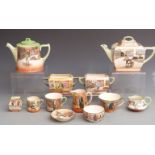 Royal Doulton Dickens Series teaware including two teapots, various sugars, milk jug jugs, cups