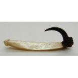 18th/19thC Maori/Polnesian fishing Pa Kahawai (trolling lure) of abalone and carved bone/ eagles