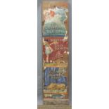 Wooden panel with applied vintage Crawford's biscuit papers, height 87cm