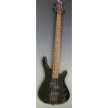 Eastcoast electric bass guitar in black lacquered finish, no serial number