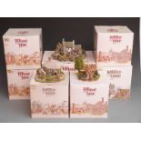 Seven Lilliput Lane cottages including High Ghyll Farm, in boxes