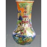 Art Deco Carltonware lustre vase with chinoiserie decoration H16cm