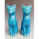 Pair of Portuguese ceramic mantel cats, H24cm