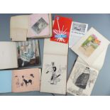 Early 19thC autograph albums to include drawings and sketches by Harold V Dyson, George Brewster (