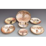 Seven Royal Doulton Dickens Series Ware bowls, largest  H6cm, diameter 24cm