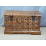 An Eastern hardwood carved chest, W90 x D51 x H49cm