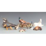 Beswick pheasant, Airedale dog, foal etc Goebel & Lomonosov figures, Helmsdale pottery lapwing etc