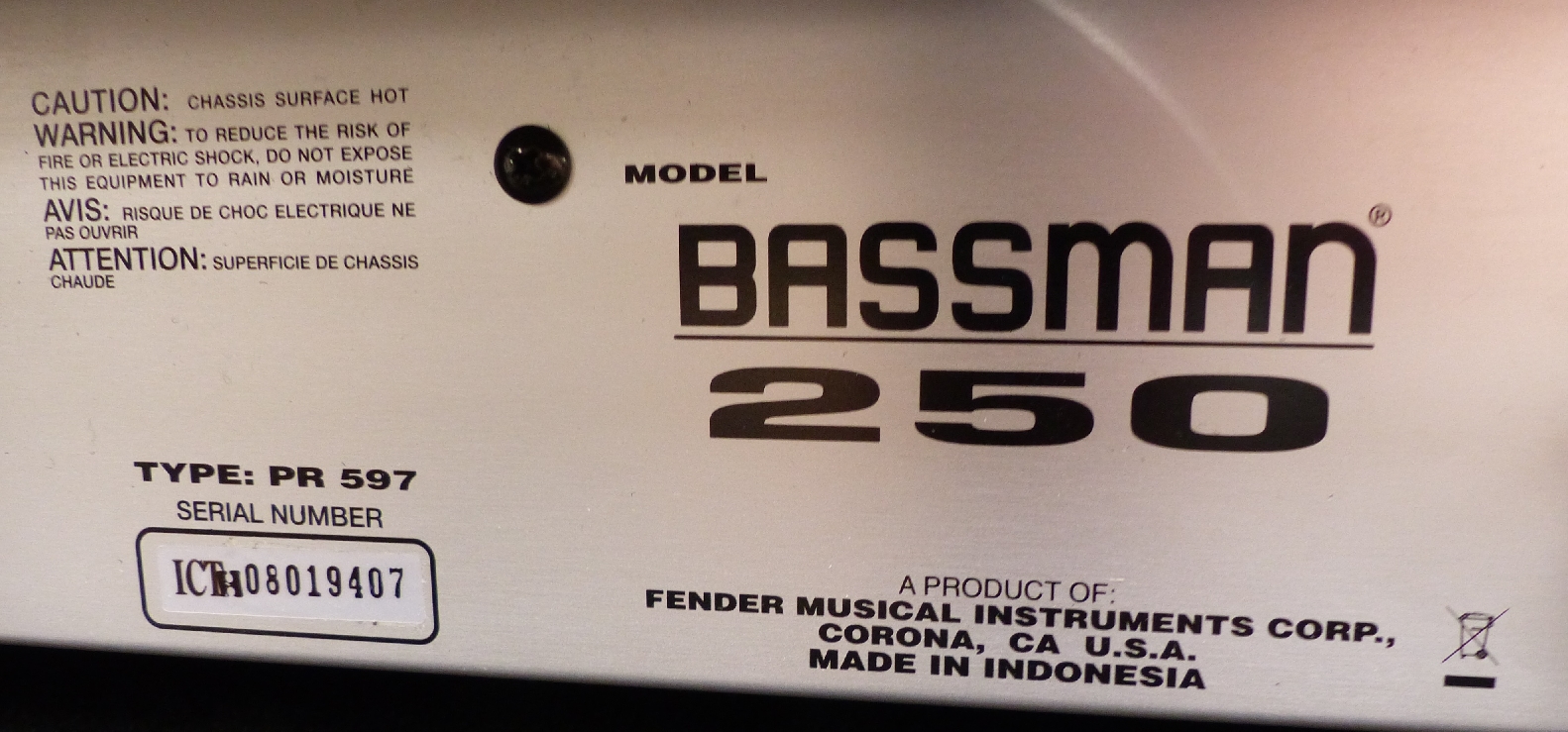 Fender bass amplifier Bassman 250 - Image 3 of 3