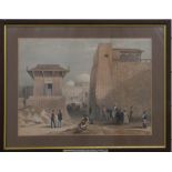 India interest 19thC print 'Main Guard & Government House, Hyderabad, c1845', 27 x 38cm