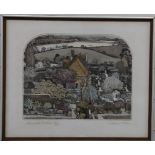 Graham Clarke signed limited edition (90/350) etching 'Vita's White Garden', 36 x 44cm