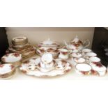 Royal Albert Old Country Roses dinner and teaware, mostly six place settings, approximately 56