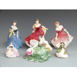 Four Royal Doulton figurines and two Coalport examples including My Best Friend, tallest 21cm