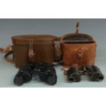 Carl Zeiss Jena Feldstecher x6 binoculars and a set of Wray Crystar 6x30 binoculars, both in leather