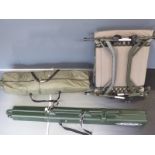 Carp fishing bivouac, a KIS hard travel case and a bed chair by Prologic