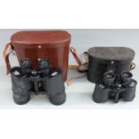 Carl Zeiss Jena Jenoptem 10x50W binoculars in leather case together with a set of Aico 8x30