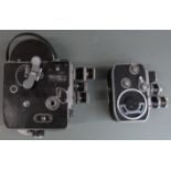 Two Paillard Bolex cine cameras, one a B8L the other with three lens carousel