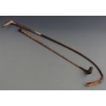 Swaine & Co, London, riding crop with white metal mounts and one other