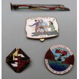 Four German and Turkish WWI enamel badges including Dardanellen Weltkrieg 1914-1915, Bundestreue