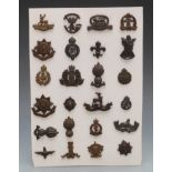 Display of 20 officers' OSD collar badges, Tank Corps, Black Watch, Paras, Worcester Yeomanry,