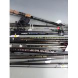 Coarse fishing rods including Shakespeare Annex Excel Match 5.4m, Shakespeare Mach 2 10ft wand,