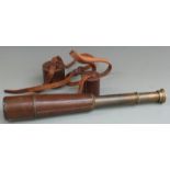Dollond brass and leather four draw telescope