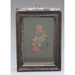 Framed painted wax profile bust of Admiral Nelson, 11x15cm