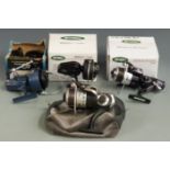 Four Mitchell fixed spool fishing reels, two boxed including Premium Runner 30FR, 300xe, Match