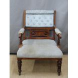 Edwardian inlaid mahogany upholstered armchair