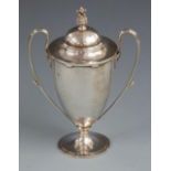 Mappin & Webb George V hallmarked silver twin handled trophy cup, Birmingham 1912, height 22.5cm