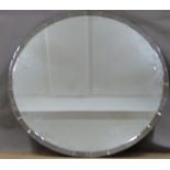 Art Deco style circular mirror with bevelled edge, 100cm diameter