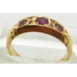 An 18ct gold ring set with rubies and diamonds, Chester 1911, 4.5g, size N