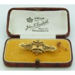 Victorian brooch set with a diamond, with glass compartment verso, Birmingham 1898, in original box,