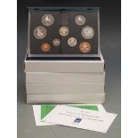 Royal Mint UK proof coins sets 1988-1992 in deluxe cases with certificates