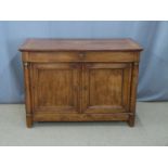 Continental fruit wood or similar cupboard with single drawer above, W136 x D67 x H97cm