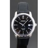 Seiko Sapphire gentleman's wristwatch ref. 7N42-0GA0 with date aperture, luminous hands, silver