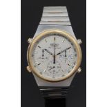 Seiko Quartz Chronograph gentleman's wristwatch ref. 7A38-7190 with day and date apertures, inset