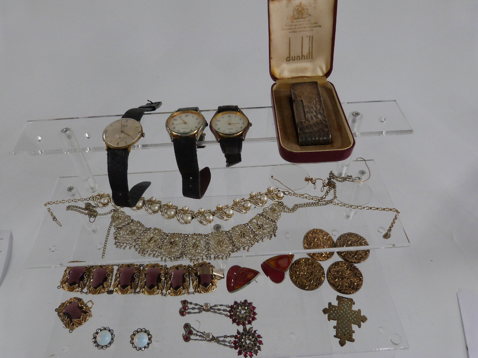 A collection of costume jewellery including watches, coins, hallmarked silver items, cased Dunhill - Image 2 of 4