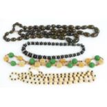 Art Deco jet necklace set with paste, bakelite necklace, bone and jet necklace etc