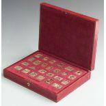 'The Empire Collection' cased set of 25 hallmarked silver gilt stamps, weight 470g