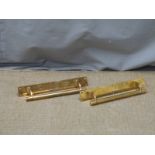 Two brass/bronze door handles height 36cm