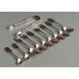 Quantity of Victorian Newcastle hallmarked silver cutlery including sugar tongs, caddy or sugar