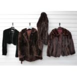 Two women's winter fur coats with shawl and velvet shrug