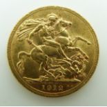 1912 George V proof gold full sovereign