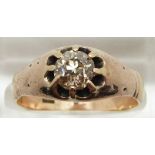 Victorian 9ct rose gold ring set with a diamond measuring approximately 0.75ct, 3.8g, size O