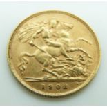 1908 Edward VII gold half sovereign