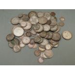 Approximately 352g of mixed silver UK coinage, largely pre 1947 with some pre 1920, George III