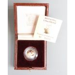 1987 gold 1/10 oz Britannia, cased with certificate no. 00218