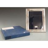 Hallmarked silver photograph frame to suit 8 x 6 inch photo, with wooden easel back, Sheffield